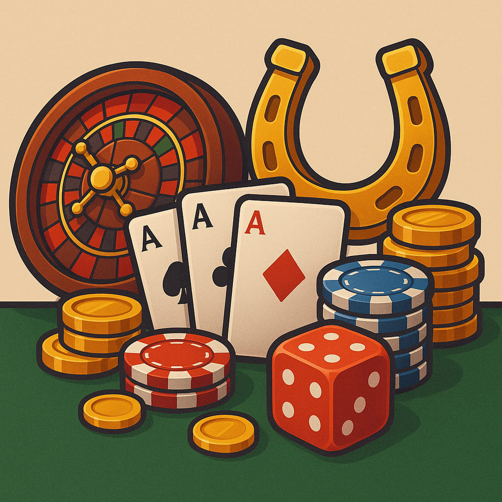 Online kasina elementi - igračke karte i kocke
